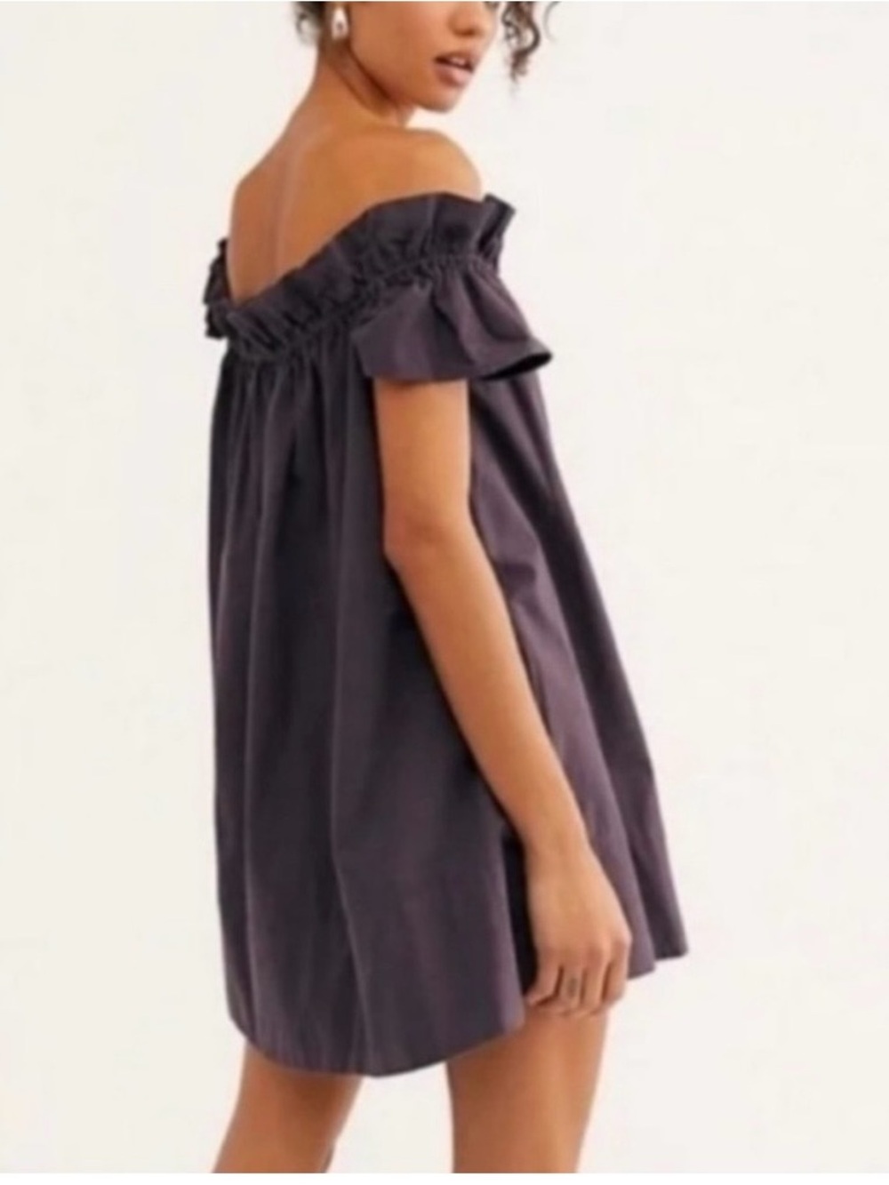 Free People Sophie Off-Shoulder Purple Flutter Sleeve Dress